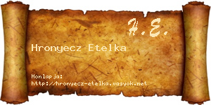 Hronyecz Etelka névjegykártya